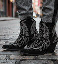 Cargar la imagen en la vista de la galería, Boots Santiags Noires Cloutées MADISON – Effet Daim Rock Chic