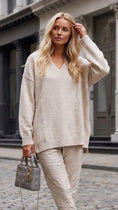 Load image into Gallery viewer, STORM – Pull tunique femme col V, beige clair ou rose pastel