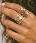 Charger l'image dans la visionneuse de la galerie, Bague PALOMA Pierres Turquoises et Or – Boho chic