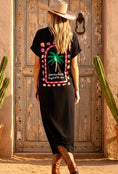 Cargar la imagen en la vista de la galería, Robe Longue Noire HACIENDA – Robe Tee-Shirt Coton Femme 🩷🌵