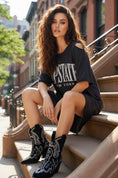 Charger l'image dans la visionneuse de la galerie, Robe Tee-Shirt Noire Destroy CITY – Rock Chic Urban
