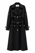 Cargar la imagen en la vista de la galería, Trench long noir ZAZA — La robe-manteau parisienne