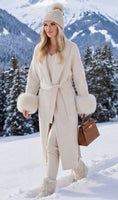 Cargar la imagen en la vista de la galería, Manteau NINA – Laine & Cachemire, Poignets Fourrure