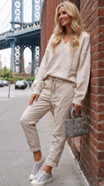 Load image into Gallery viewer, Pantalon LÉA – Toile & Taille Élastique coupe confort