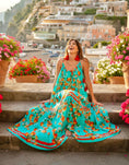Load image into Gallery viewer, Robe Longue BARI — Imprimé Oranges Turquoise | Antica Sartoria