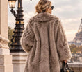 Load image into Gallery viewer, Manteau fausse fourrure taupe LINDA – Col châle oversize
