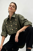 Cargar la imagen en la vista de la galería, Chemise Kaki LILY – Style Officier Boutons Dorés