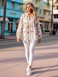 Load image into Gallery viewer, Blouse AVA – Coton Brodé Fleurs & Pompons, Hippie Chic 🌸 | Carla Gianinni