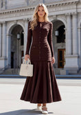 Load image into Gallery viewer, Robe Longue Bi-Matière Chocolat KEYTON