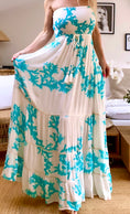 Load image into Gallery viewer, CORALIA bohemian strapless long dress in pink or turquoise