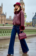 Cargar la imagen en la vista de la galería, Blouson Effet Cuir & Fausse Fourrure VALENTINA – Prune