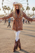 Charger l'image dans la visionneuse de la galerie, Veste Gilet Bandana Camel CALICO ✨ Étoiles & Cachemire | Franges Bohème
