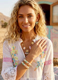 Load image into Gallery viewer, Bracelet Ethnique Rose, turquoise & Or ZOÉ | Style Gypsy Boho