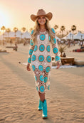 Charger l'image dans la visionneuse de la galerie, Robe Crochet Turquoise NEVADA – Robe Midi Bohème Ajourée🩵🌴