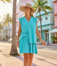 Cargar la imagen en la vista de la galería, Ensemble Short Éponge Turquoise LANA – Coton 100% | Top Boutonné | Resort Été