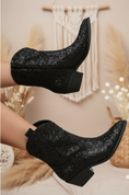 Load image into Gallery viewer, Boots noires pailletées LOLA