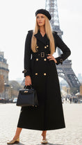 Cargar la imagen en la vista de la galería, Trench long noir ZAZA — La robe-manteau parisienne