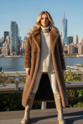 Load image into Gallery viewer, Manteau Long Fausse Fourrure Chocolat KELSEY