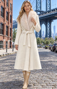 Load image into Gallery viewer, Manteau long crème ceinturé col fourrure ARIANA