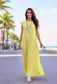 Load image into Gallery viewer, Robe longue plissée LOU jaune