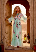 Cargar la imagen en la vista de la galería, 👗 Robe Longue Bohème Gypsy ESME ✨ Tie & Dye Aqua Rose | Broderies & Paillettes 🌸