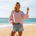 Charger l'image dans la visionneuse de la galerie, Pull laine effet dentelle rose SYLVIA