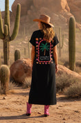 Cargar la imagen en la vista de la galería, Robe Longue Noire HACIENDA – Robe Tee-Shirt Coton Femme 🩷🌵