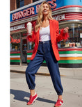 Charger l'image dans la visionneuse de la galerie, Blazer Chelsea Rouge Plumes – Veste Femme Tendance♥️