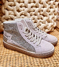 Load image into Gallery viewer, SHINE High Top Silver Glitter Sneakers