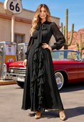 Load image into Gallery viewer, Robe Longue Noire Boho AMARILLO |Col Lavallière & Volants
