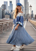 Cargar la imagen en la vista de la galería, Jupe Perry 🇺🇸 Viscose Rayée Bleu Denim
