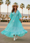 Charger l'image dans la visionneuse de la galerie, Robe Longue Bohème KEY WEST | Coupe Papillon, Broderies🌴⭐️