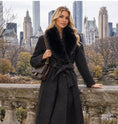 Load image into Gallery viewer, Manteau long ceinturé col fourrure ARIANA