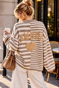 Load image into Gallery viewer, Pull marinière femme beige oversize AMOUR
