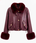 Cargar la imagen en la vista de la galería, Blouson Effet Cuir & Fausse Fourrure VALENTINA – Prune