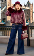 Cargar la imagen en la vista de la galería, Blouson Effet Cuir & Fausse Fourrure VALENTINA – Prune