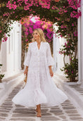 Cargar la imagen en la vista de la galería, Vestido largo blanco bordado inglés BARDOT