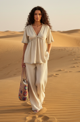 Cargar la imagen en la vista de la galería, Blouse LAURA – Gaze de Coton Beige Délavé | Légèreté & Élégance Bohème