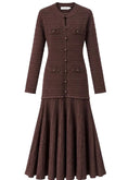 Load image into Gallery viewer, Robe Longue Bi-Matière Chocolat KEYTON