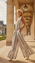 Cargar la imagen en la vista de la galería, Ensemble pantalon veston rayé MARINE – Lin & Coton🩵