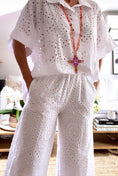 Charger l'image dans la visionneuse de la galerie, Pantalon broderie anglaise blanc LORANA