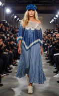 Cargar la imagen en la vista de la galería, Jupe Perry 🇺🇸 Viscose Rayée Bleu Denim