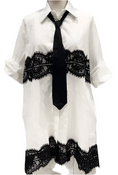 Charger l'image dans la visionneuse de la galerie, Robe Chemise dentelle et cravate NORY