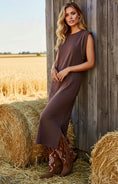Charger l'image dans la visionneuse de la galerie, Robe Coton Chocolat Cloutée WYNONA – Robe Midi Femme Boho Rock