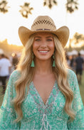 Load image into Gallery viewer, Robe Longue Bohème COACHELLA | Turquoise, Sequins argents 💫🌴