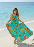 Load image into Gallery viewer, Robe Longue BARI — Imprimé Oranges Turquoise | Antica Sartoria