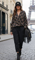 Load image into Gallery viewer, Blouse drapée à carreaux CAROLINE