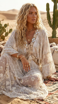 Charger l'image dans la visionneuse de la galerie, Robe Longue Bohème Gipsy | Broderies & Pompons Boho