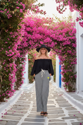 Load image into Gallery viewer, Pantalon Joana — Rayures Noir & Blanc | Style Resort Boho