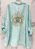 Load image into Gallery viewer, LUCKY eye aqua English embroidery shirt
